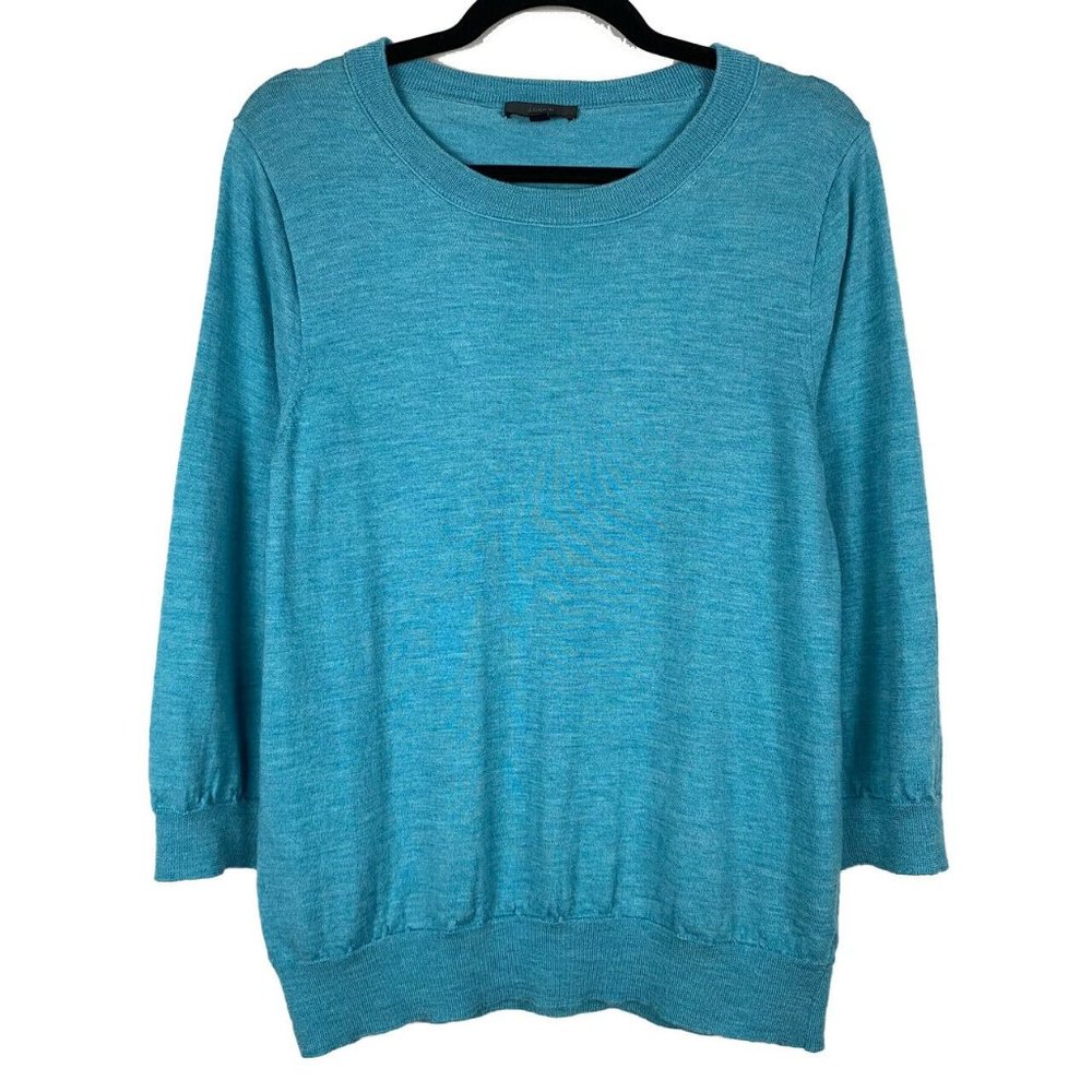 J Crew Merino Classic Tippi Sweater Blue 3/4 Sleeve Sz XL 46725